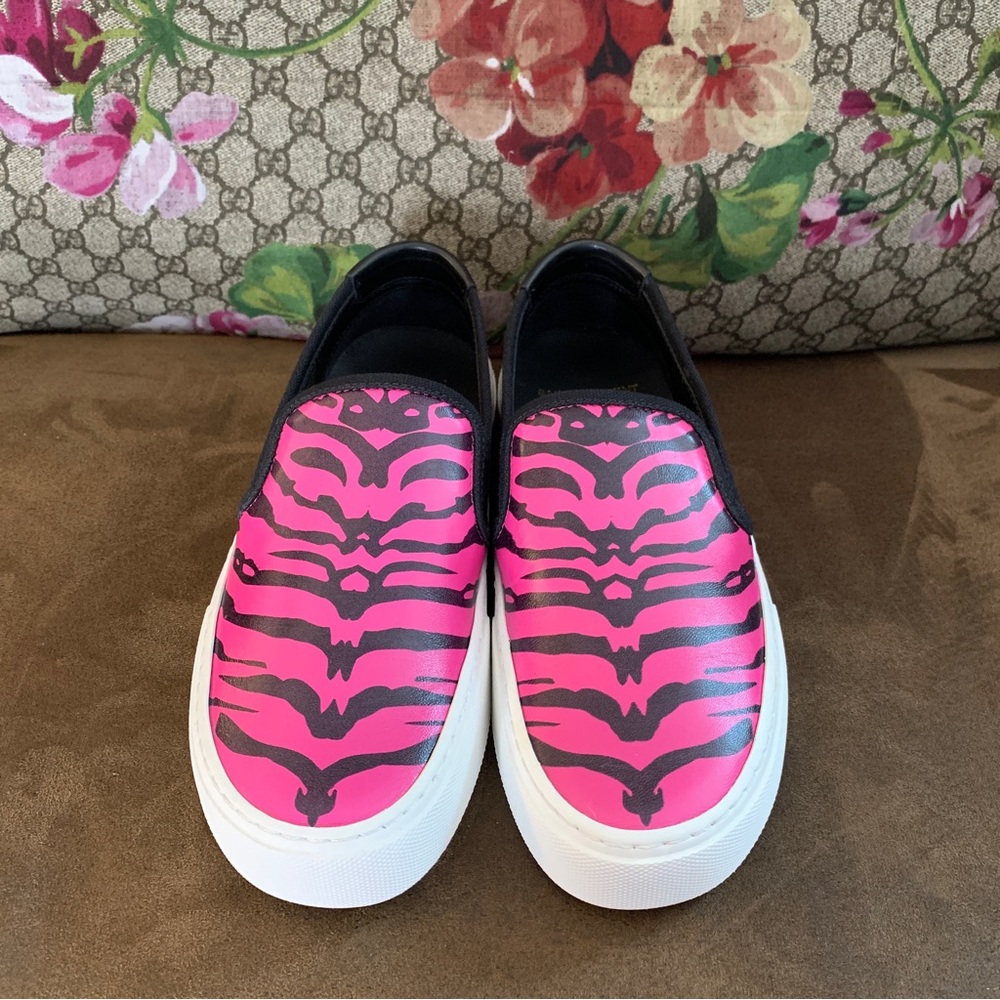 Saint Laurent Hot Pink Zebra Print Slip On Sneakers - Picture 6 of 14